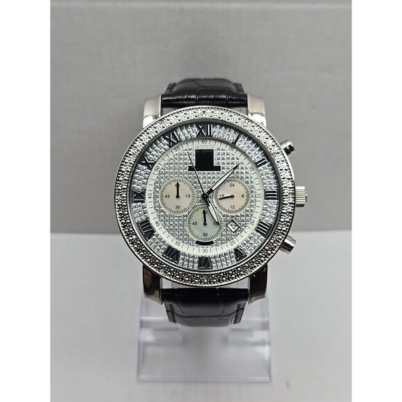 Joshua And Sons JS-28-01 Chronograph Quartz Watch Diamond Bezel Date New Battery - Picture 1 of 13